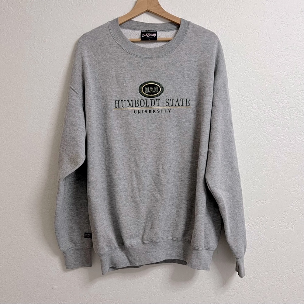 VTG Jansport Made in the USA Gray Humboldt State Dad Embroidered Crew, Size L